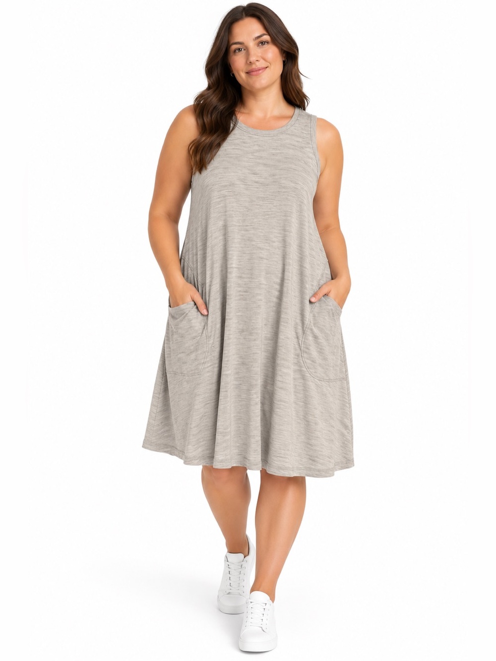 wool& Sierra Tank Dress Oatmeal Heather Merino Wool Blend Size 1X